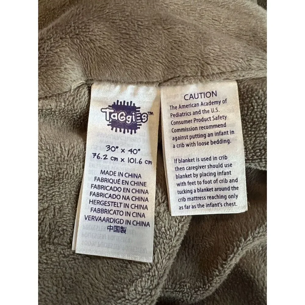 TAGGIES Blue Brown Puppy Dog Baby Blanket‎ Lovey 30in. x40in.